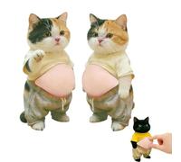 2Pcs 3D Cat Belly Sticker,Cute Cartoon Soft Silicone Anti-Collision Sticker,Cat Wearing Clothes with Pink Belly Decals for Phone, Scrapbooks, Planner, Computer and Laptops