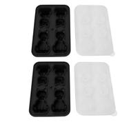 2Pcs 3D Cat Shape Silicone Ice Cube Tray, Reusable Animal Mold for Whiskey Cocktails, Chocolate & Jelly, BPA - Free Flexible Nonstick Ice Makers with Easy Release (Black)