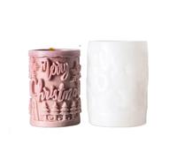 2PCS 3D Christmas Tree Relief Cylinder Candle Silicone Mold Letter Snowflake Molds for Making Candles(White06)