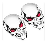 2PCS 3D Chrome Bone Metal Skull Emblem Sticker Decal Logo,fit All Car Truck Bicycle Motorcycle(Silver)