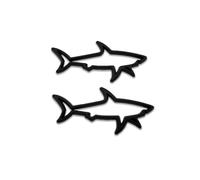 2pcs 3D Chrome Metal Shark Logo ,Car Emblem Hollow Fish Badge Decal,Auto Fender Bumper Stickers,Cool Badge Decoration Decal for Men and Women,Car Exterior Accessories for SUV, Truck, Laptop (Black)