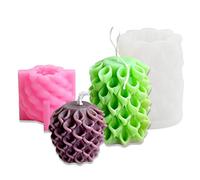 2Pcs 3D Cylindrical Morning Glory Candle Silicone Molds for Making Candle Resin Pillar Aromatherapy Gypsum Candles Wax Soap Flower Specimen Clay Craft