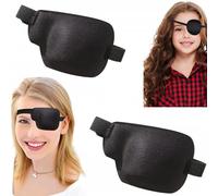 2Pcs 3D Eye Patches for Left and Right Adults Adjustable Eye Adjustable Medical Eyepatch for Lazy Eye Large Black (Left Eye)