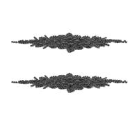 2pcs 3D Floral Rhinestone Applique Sash Black for Wedding Dress | Hand Embellished Crystal Trim, Secure Attachment for Satin Lace Chiffon, Elegant Waist Accent for Bridal Styling