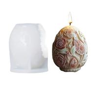 2PCS 3D Flower Relief Egg Candle Silicone Mold Rose Resin Peony Gypsum for Candle Making(White01)