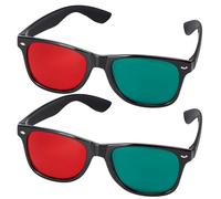 2Pcs 3D Glasses, Black Frame Red Green 3D Viewing Glasses for Dimensional Anaglyph TV Movie DVD Game and Amblyopia Training Eyeglasses, Sunglasses