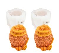 2PCS-3D Honeycomb Pillar Candle Silicone Mold DIY Embossed Bee and Flower Bee Cylinder Aromatherapy Candle Plaster Molds Handmade Home Decor Gift(Honeycomb Mold-4)