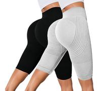 2Pcs 3D Leggings Women's Anti Cellulite Compression Leggings Lipedema Celluflex Short Yoga Pants Large Sizes Push Up Scrunch Shorts for Sports
