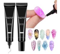 2PCS 3D Nail Gel | 15ML Nail Molding Glue | Sculpting Gel Nails | Long Lasting UV Gemstone Glue for Nails | for Daily, Formal, Wedding, Holiday, Home, Salon, Gathering