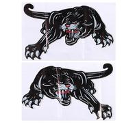 2Pcs 3D Panther Car Decals - Black 17.72x11.02inch Hood Sticker, Self-Adhesive Panther Graphics, PET Side Car Body Door Scratch Stickers for Universal Bumper, Door, Window