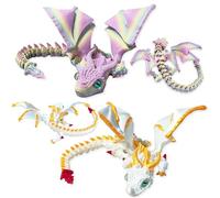 2Pcs 3D Printed, 3D Printed Dragon with Wings, 3D Printed Dragon Rainbow Crystal Dragons Home Decor Executive Desk Toys Home Office Decor Desk Toys for Birthday Party