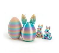 2Pcs 3D Printed Animals,Easter Eggs with Bunny Inside,Surprise Openable Fidget Toys for Anxiety Relief & Fun, for Kids Children (Candy Colored Kit)