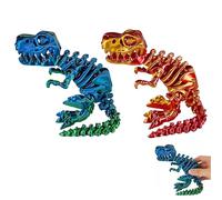 2Pcs 3D Printed Dinosaur Skeleton Toy Articulated Dinosaur Bones Fidget Toy Realistic Flexible Joints 3D Printed Animals Model Desk Decor for Home Office Stress Relief Gift for Kids Adults (Set 4)
