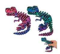 2Pcs 3D Printed Dinosaur Skeleton Toy Articulated Dinosaur Bones Fidget Toy Realistic Flexible Joints 3D Printed Animals Model Desk Decor for Home Office Stress Relief Gift for Kids Adults