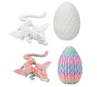 2PCS 3D Printed Dragon Eggs with Dragon Inside, Fantasy Collection Display Piece, Glow in The Dark Rainbow Design, Desktop Decoration for Home and Office, Macaron and Rainbow Dragon Egg Set