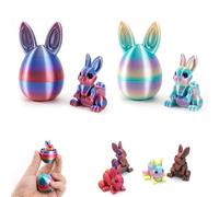 2Pcs 3D Printed Easter Eggs with Bunny Inside, Reusable Openable Egg Storage Box, Easter Basket Stuffers, Gradient Color Design, Colorful Easter Decoration & Fun Gift for Easter Celebrations