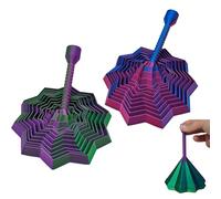 2Pcs 3D Printed Expanding Fidget Star with Rotating Handle, Color-Changing Fractal Sensory Toy for Stress Relief, Satisfying Clicking Desk Toy for Adults and Kids (Style A)