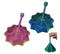 2Pcs 3D Printed Expanding Fidget Star with Rotating Handle, Color-Changing Fractal Sensory Toy for Stress Relief, Satisfying Clicking Desk Toy for Adults and Kids (Style B)