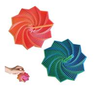 2Pcs 3D Printed Fidget Sensory Star with Handle Ten Corner Edge Spinning Tower for Stress Relief Focus Adult Teen with Honeycomb Spiral Design