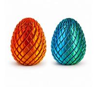 2Pcs 3D Printed Fidgets, Red Green Dragon Eggs, Smooth Rotation, for Focus