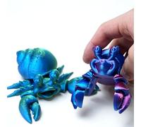2PCS 3D Printed Hermit Crab,Flexible Animals Toy Statue,Movable Joints,Home Office Decor,Fidget Toy for Adults Teens Boy Festival Gifts,Easter Basket Stuffers Executive Desk Animals Toy (RB+GB)