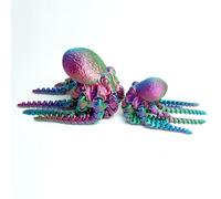 2PCS 3D Printed Octopus Model,Flexible Soft Bodied Animals Toy Statue,Child and Mother Octopus,Movable Joints,Home Office Decor,Interesting Toys for Autism/ADHD,Festival Gifts toco (Colourful C)