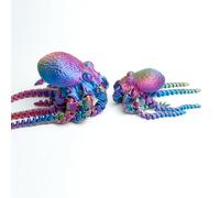 2PCS 3D Printed Octopus Model,Flexible Soft Bodied Animals Toy Statue,Child and Mother Octopus,Movable Joints,Home Office Decor,Interesting Toys for Autism/ADHD,Festival Gifts toco (Colourful D)