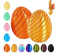 2pcs 3D Printed Slippery Egg Fidget, Twisty Fidget Egg, Rotating Fidget Puzzle Toy for Stress Relief,Colorful Desk Fidget Toy,Egg Filler and Desk Toy for Relaxation (Red-Gold & Gold)
