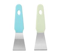 2pcs 3D Printer Scraper, Thicken Stainless Steel Metal 3D Printer Spatulas Straight & Curved Safe Model Paint Removal Tools 3D Printing Accessories without Damage Build Surface (Green, Blue)