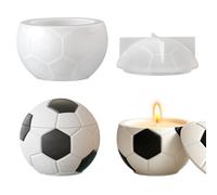 2Pcs 3D Soccer Resin Mold, Storage Jar Silicone Mold with Lid, Ball Casting Mold for Epoxy Resin, Candle Holder, DIY Trinket Box, Sports Fan Crafts, DIY Football Desktop Ornament Making