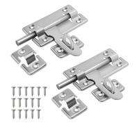 2PCS 3Inch Stainless Steel Door Lock Slide Bolt - Door Latch for Bathroom Bedroom Shed Cabinet Window Fence - Silver with Screws Included