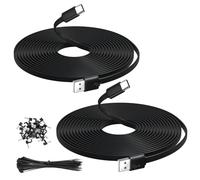 2PCS 3M Flat USB C Cable, Extra Long USB A to USBC Charging Power Extension Cord for Home Security Cameras Phones Tablets Gaming Controller and More USB C Devices, Support Data Transfer-Black