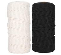 2Pcs 3mm Braided Wire Lace Thread, Natural Cotton Rope Single Stranded for Hooking Knotting, 100m Soft Strong Craft Cord for DIY Wedding Decor Plant Hangers