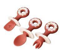 2pcs/3pcs Silicone Baby Spoons Fork Set Baby Led Weaning Supplies Anti Choke First Feeding Utensils Spoon Cutlery Suction Base Baby Spoon