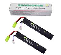 2PCS 3S 11.1V 2000mAh 25C Battery Mini Odamiya Connector for M4 Stock Crane M110 SR25 AK47 MP5K MP5 SCAR M249 M240B M60 G36 M14 RPK PKM L85 AUG G3 Upgrades Airsoft Toy