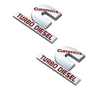 2PCS 4.4Inch Cummins Turbo Diesel Emblem Badge Compatible for RAM 1500 2500 3500 (Chrome Red)