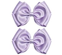2Pcs 4.5" Delicate Satin Hair Bows Clips - Thick Ribbon Unique Boutique Alligator Clips Hair Accessories for Girls Toddler Kids and Women (Light Purple)