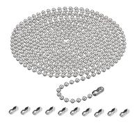 2pcs 4.5mm Stainless Steel Roller Blind Beaded Pull Chain Extension, Silver Ball Bead Chain Replacement for Roller Blinds, Window Shades, and Curtains, Durable and Easy to Install(4m)
