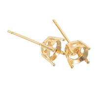 2pcs 4-Claw Earring Posts 925 Sterling Silver Golden