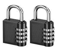 2pcs 4 Digit 40mm Combination Padlock Suitable for Gym Lockers, School, Travel Bags, Shed Doors, Gates, Backyard Fences, Bicycle Chain, Hasp Lock (Black)
