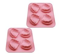 2Pcs 4 Hole Denture Teeth Shaped Ice Cube Mold Silicone Ice Tray DIY Ice Cream Funny Gag Gift for Dentist Seniors Ice Tray Molds