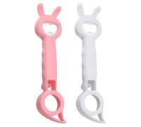 2Pcs 4-in-1 Bottle Opener, 2025 New Creative Bottle Cap Openers, Cute Jar and Cap Opener Tool, Portable Soda Lid Remover for Kitchen Bar Car Picnic (Pink+White)
