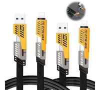2PCS 4 in 1 Multi Charger Cable 65W 4in1 Charging Cable Dual Head USB 4 in 1 Charging Cable Efficient Data Transfer Fast Charging Cable Compatible with iPhone Android Samsung Galaxy Huawei Macbook