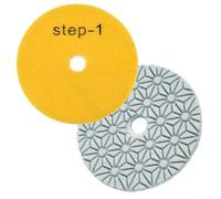2PCS 4 Inch 3 Step Polishing Pads Wet/Dry for Granite Concrete Marble Stone, High Density Resin Grinding Wheel Set for Floor Terrazzo(2PCS Step 1)