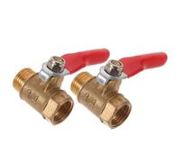 2pcs /4 Inch Brass Ball Valve Inline Shut Off Lever for Air Compressor | Male Female Npt Thread Fitting, Copper PVC Build, Golden Finish, for Water Supply and Workshop Use
