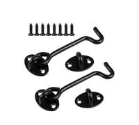 2PCS 4 Inch Stainless Steel Hook & Eye Latch, Heavy Duty Door Lock for Garden, Patio, Shed, Bathroom (Black)