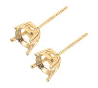 2pcs 4 Prong Earring Setting in 925 Sterling Silver | Golden Finish, Hypoallergenic and Lightweight, Easy Customisation for DIY Earring Crafts and Gift Making