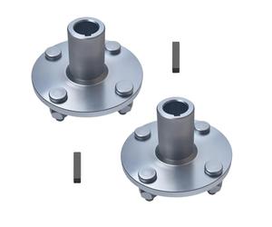 2PCS 4" x 4" Go-Kart Live Axle Hub with 1" to 3/4" Step-Down - 1/4" Keyed Shaft, 8 Inch Rear Front Wheel, x4 Lug Set Kit, x2 Dedicated flat key, Quad ATV Cart Gokart Golf Trike Wheels