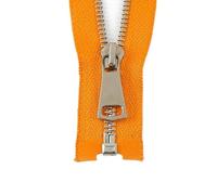 2pcs 40-120 cm 5# Metal Zipper Open-end Auto Lock Zips Sewing Zippers Single Slider Silver Teeth Zip, Orange, No5,40cm