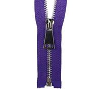 2pcs 40-120 cm 5# Metal Zipper Open-end Auto Lock Zips Sewing Zippers Single Slider Silver Teeth Zip, Purple, No5,50cm